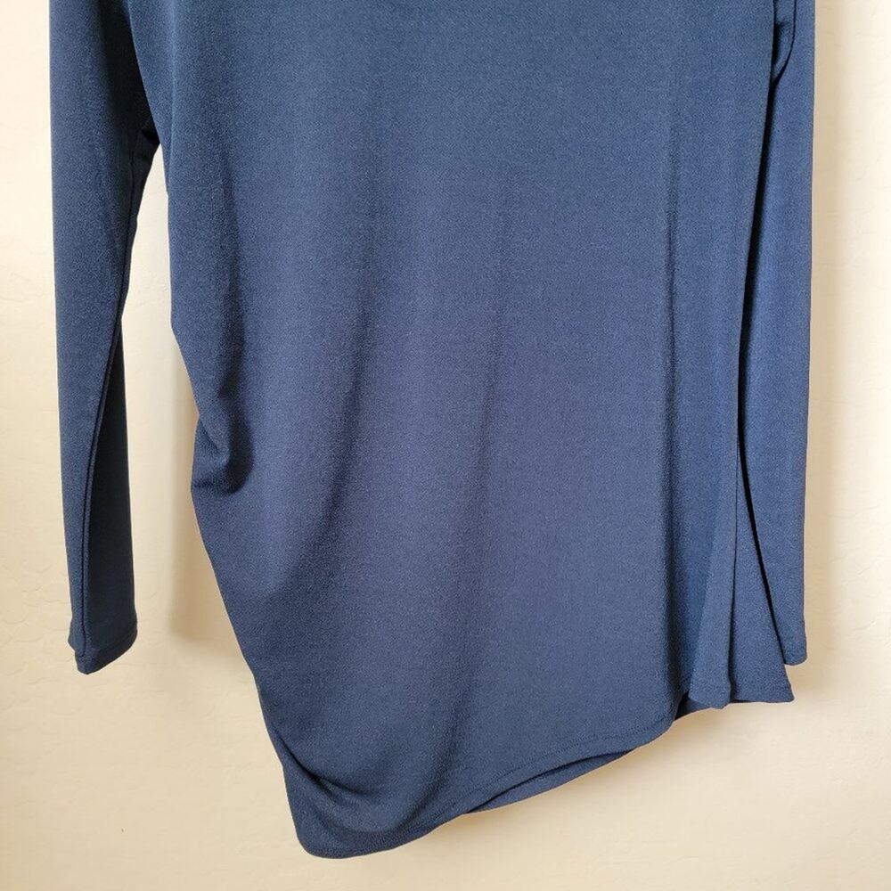 Banana Republic Petite Ruched Long Sleeve Navy Blue Top - Picture 9 of 12